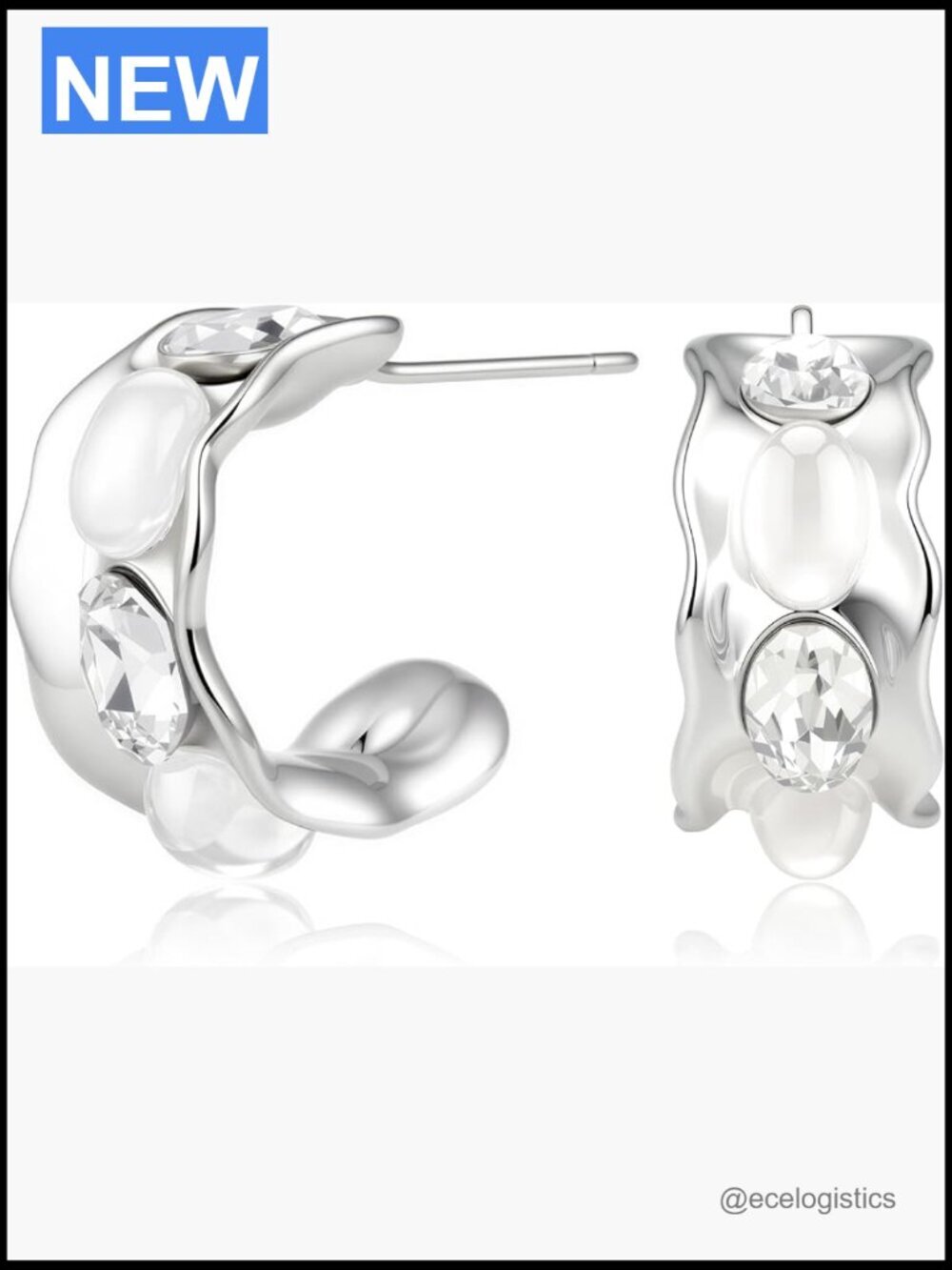 Small Chunky Hoop Earrings Sterling Silver Post Hypoallergenic Lightweight